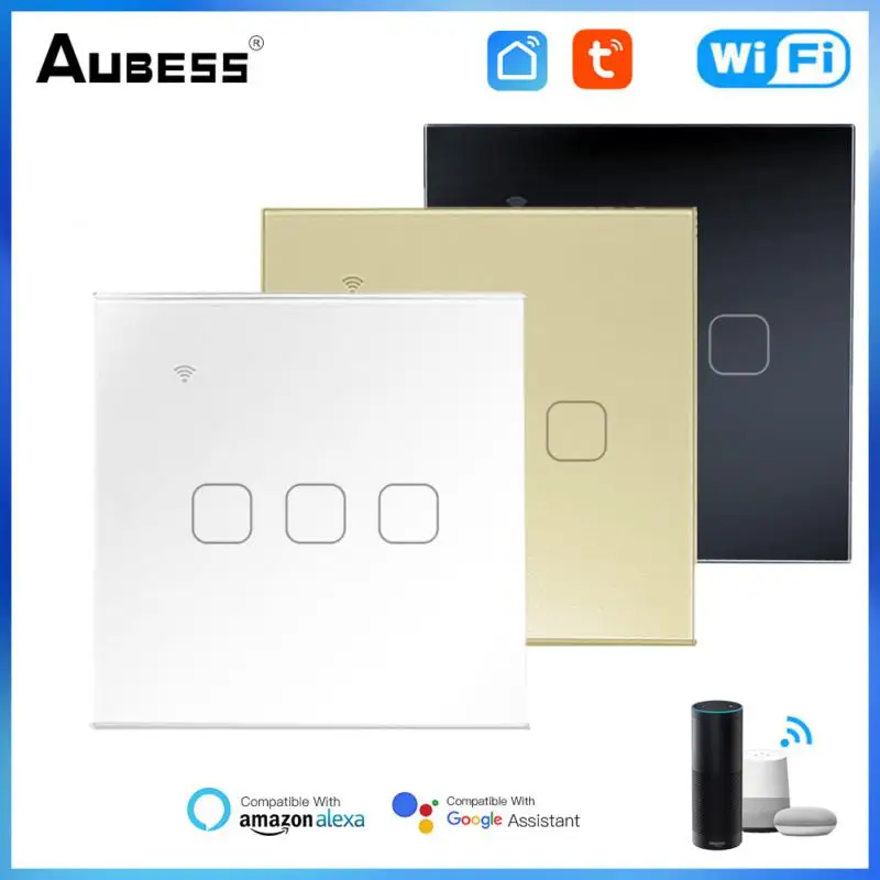 

Умный сенсорный светильник ключатель Tuya, Wi-Fi, 100-240 В, 1/2/3 клавиши, дистанционное управление через приложение, совместим с Alexa Google Home