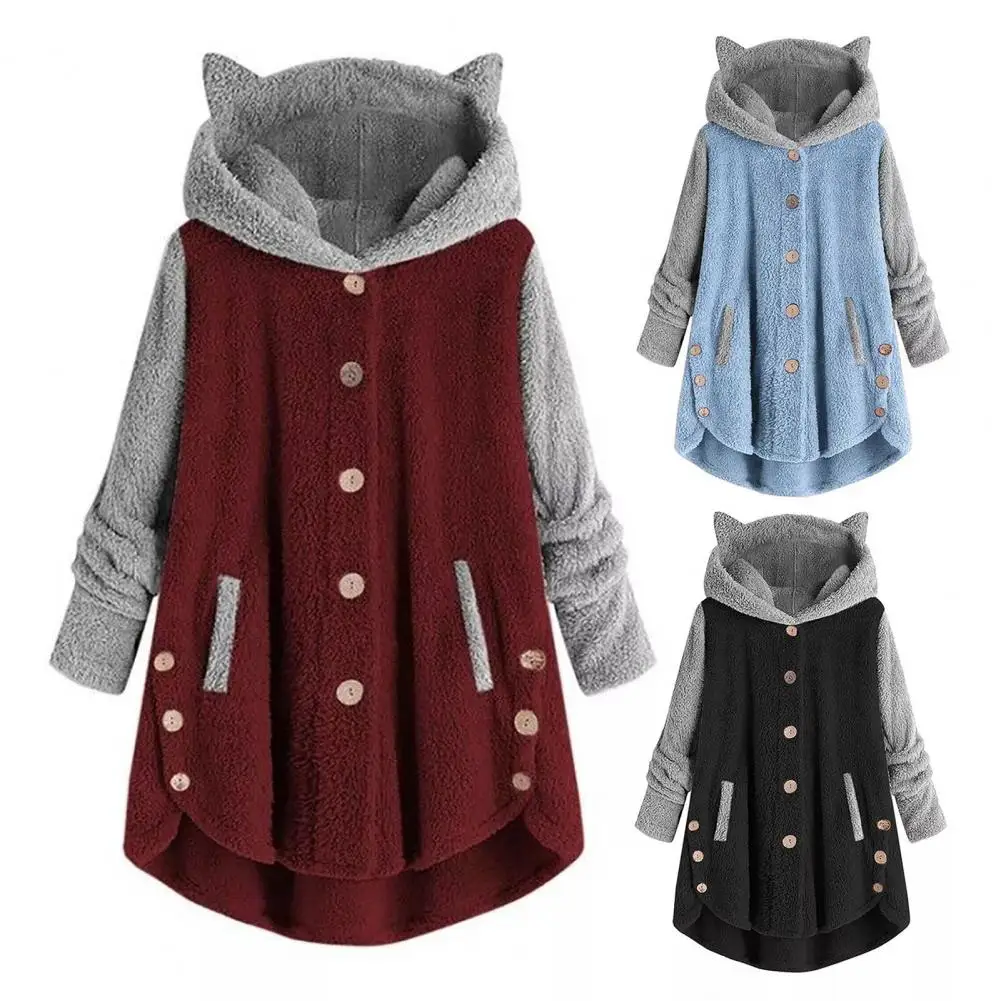

Skin-Friendly Double Sided Velvet Bear Ears Women Jacket for Winter