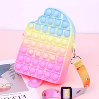 pop it fidget toy push bubble toy fun ice cream coin purse wallet lady bag silica simple dimple crossbody bag for kid gift popit