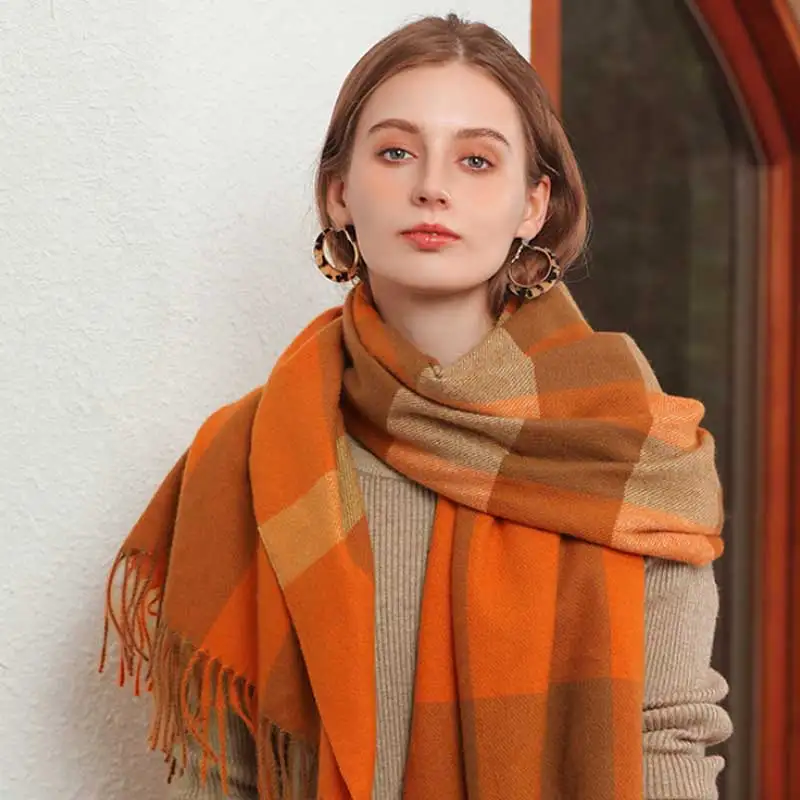 

Роскошный брендовый Женский кашемировый шарф, модная большая сетчатая муфля, Женская Офисная теплая шаль на осень и зиму, теплый подарок дл...