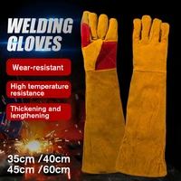35404560cm fireproof durable cow leather welder gloves anti heat work safety gloves hand insulation for welding hand tools