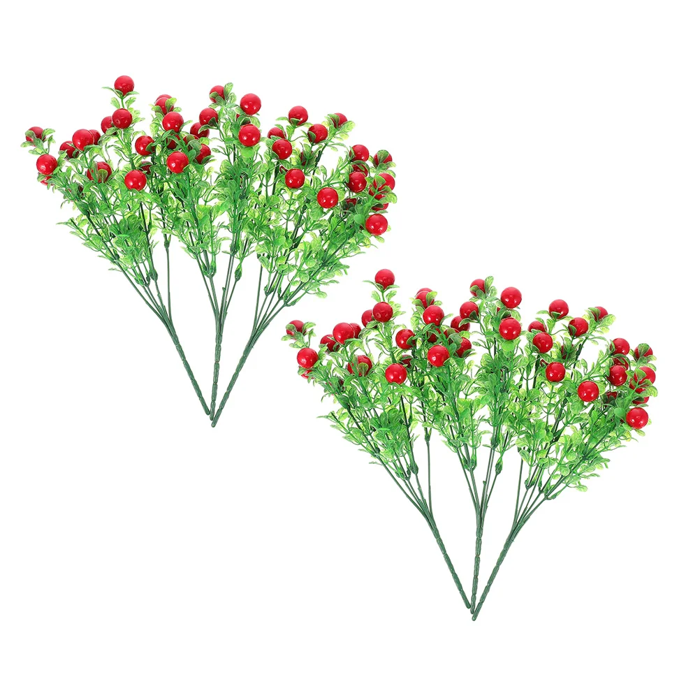 

6Pcs Lifelike Red Berry Stems Ornaments Red Berry Bouquets Table Centerpiece Party Decor