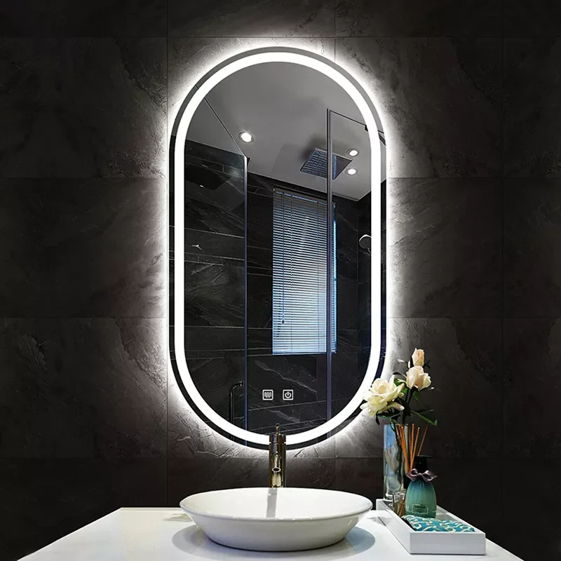 50x90cm espelho do banheiro inteligente com três cores luz beleza maquiagem led wall mounted vaidade espelho de corpo inteiro salle de bain