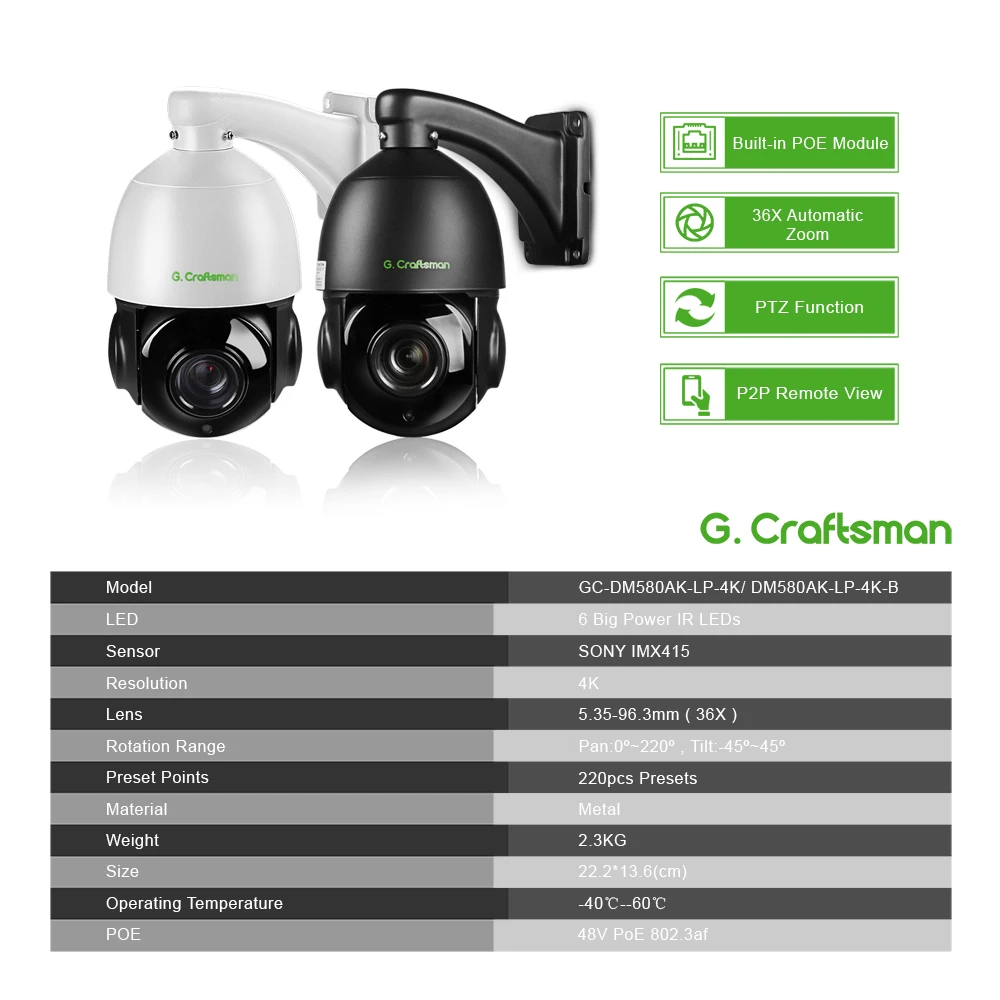 Скидка Камера видеонаблюдения 36X PTZ 4K, уличная камера безопасности с зумом, POE, сенсором SONY 20 кадров в секунду, H.265, совместима с Hikvision