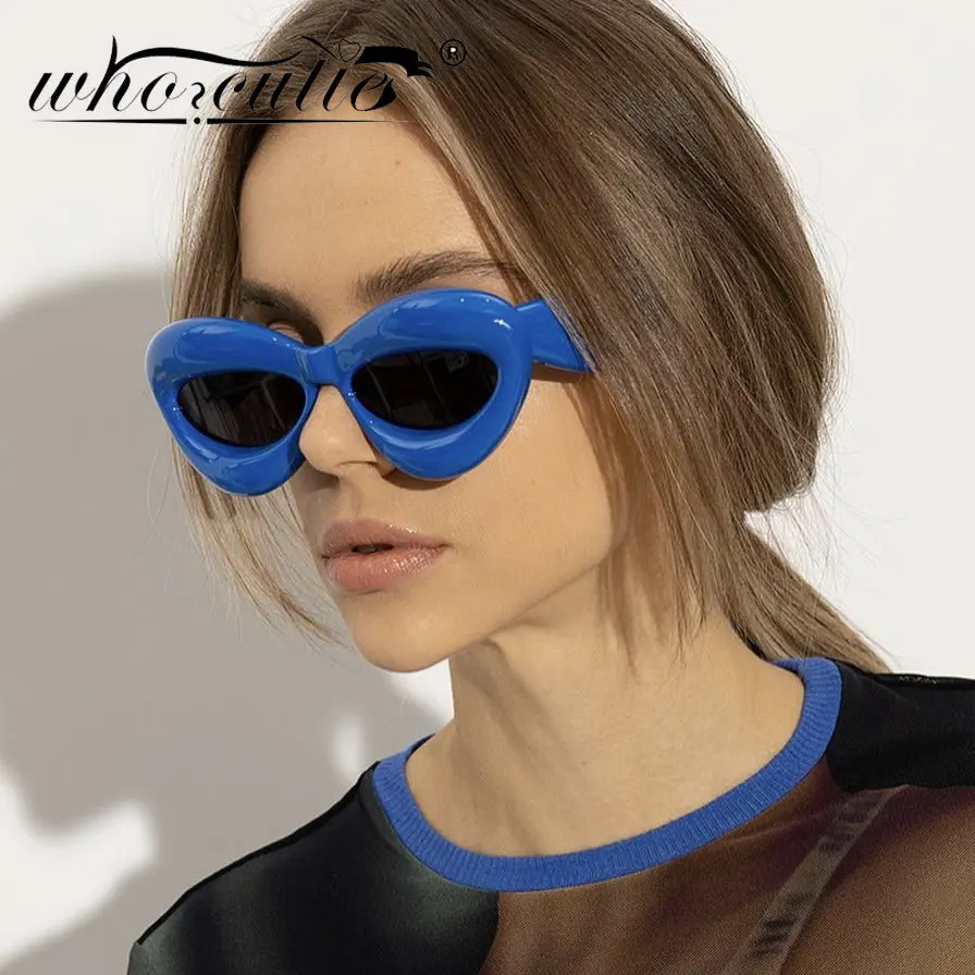 

Unique Funky Blue Cat Eye Sunglasses Women Brand Designer Y2K Cat Eye Candy Street Shot Shades Sun Glasses UV400 Oculos Female
