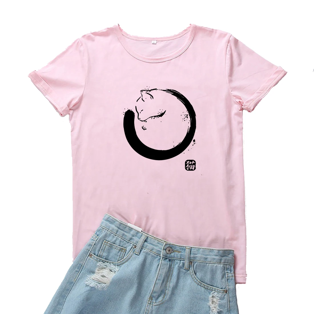 

Забавная женская футболка с рисунком кошки засыпающей, женская футболка с милым рисунком в эстетике животных, модные женские футболки с рис...