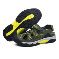 mens sandals breathable beach hiking shoes thick sole closed toe aqua shoes casual for fishing