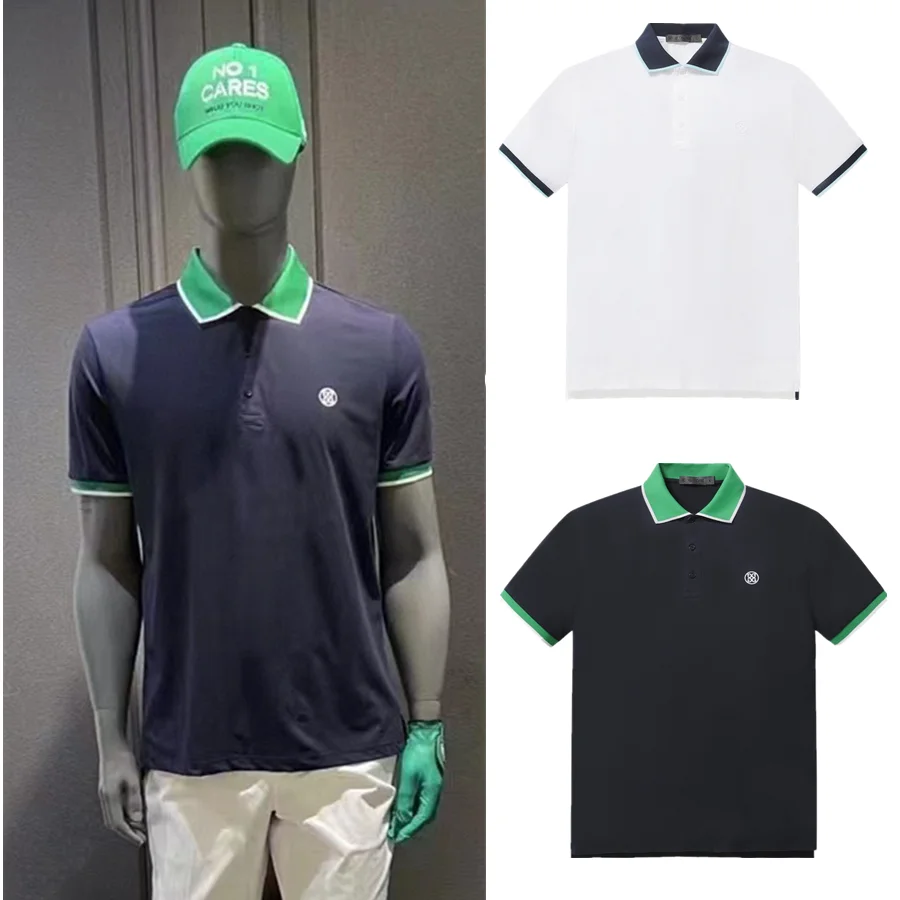 

Spring/Summer 2022 Golf Men's short sleeve Tee sports feature mesh fabric color screw thread lapels super handsome and stylish