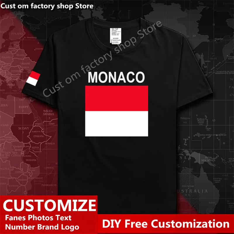 

Principality of Monaco MCO Country T shirt Custom Jersey Fans DIY Name Number LOGO High Street Fashion Loose Casual T-shirt