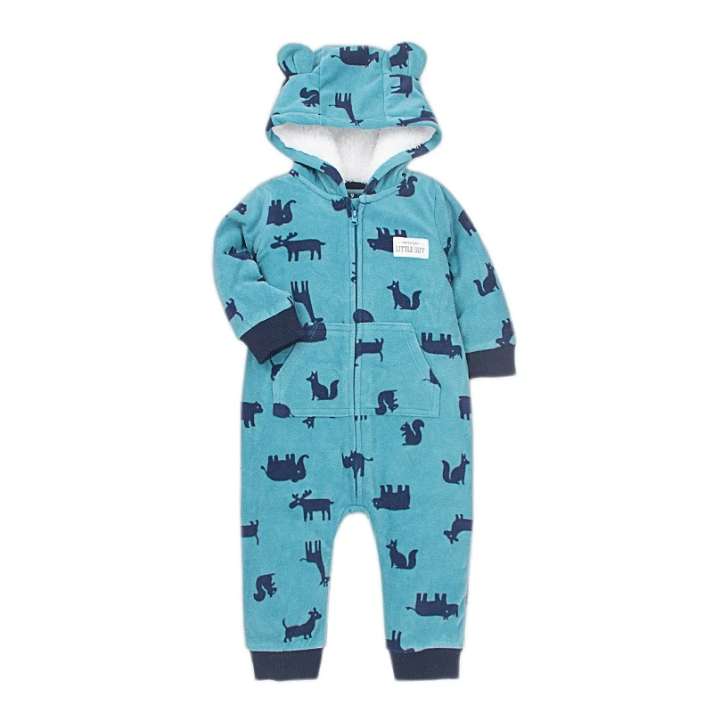 

Infant Baby Girls Boys Romper 2022 Fall Winter Baby Jumpsuit Cartoon Camouflage Hooded Fleece Costumes Newborn Baby Warm Clothes