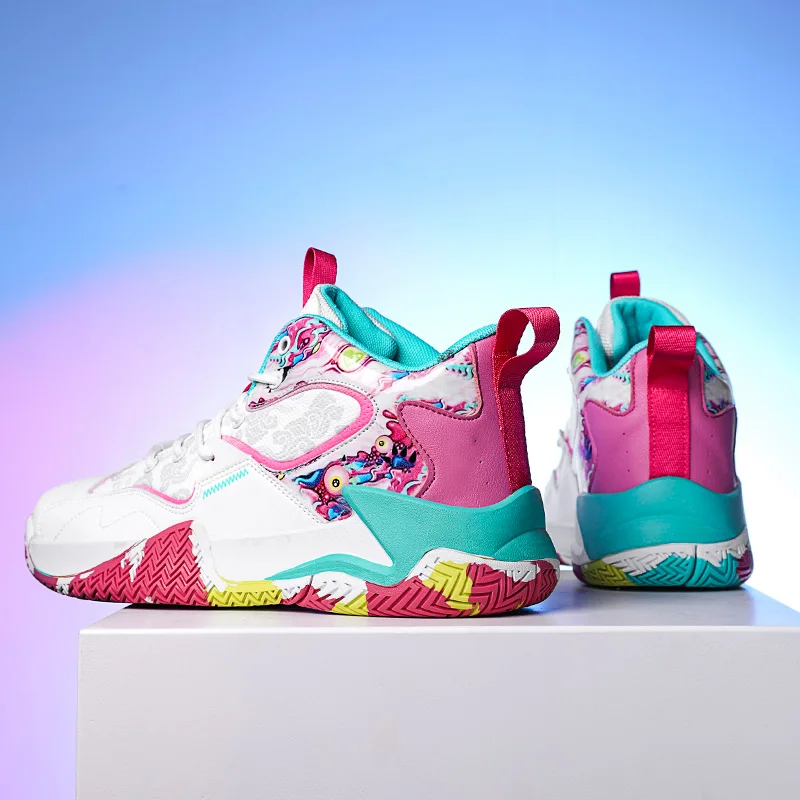 Мужские баскетбольные туфли высокие кроссовки на шнуровке износостойкая