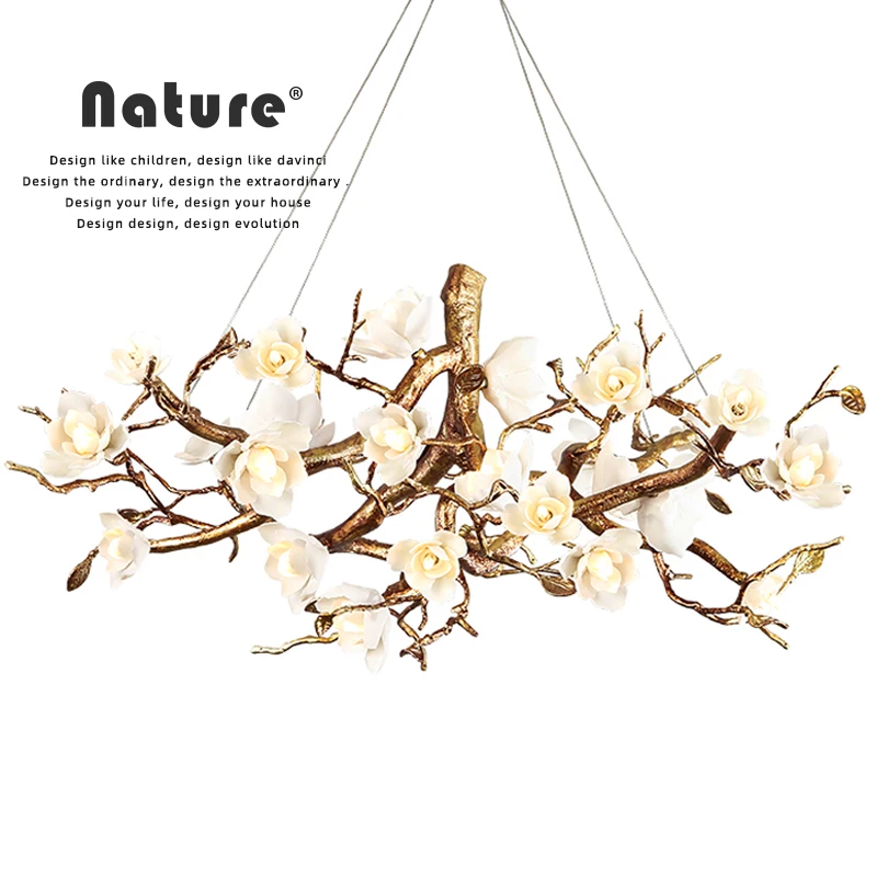 

Chinese Style Copper Tree Branches Chandelier for Living Room Handmade China Flower Art Indoor Decoration Lighting Fixture