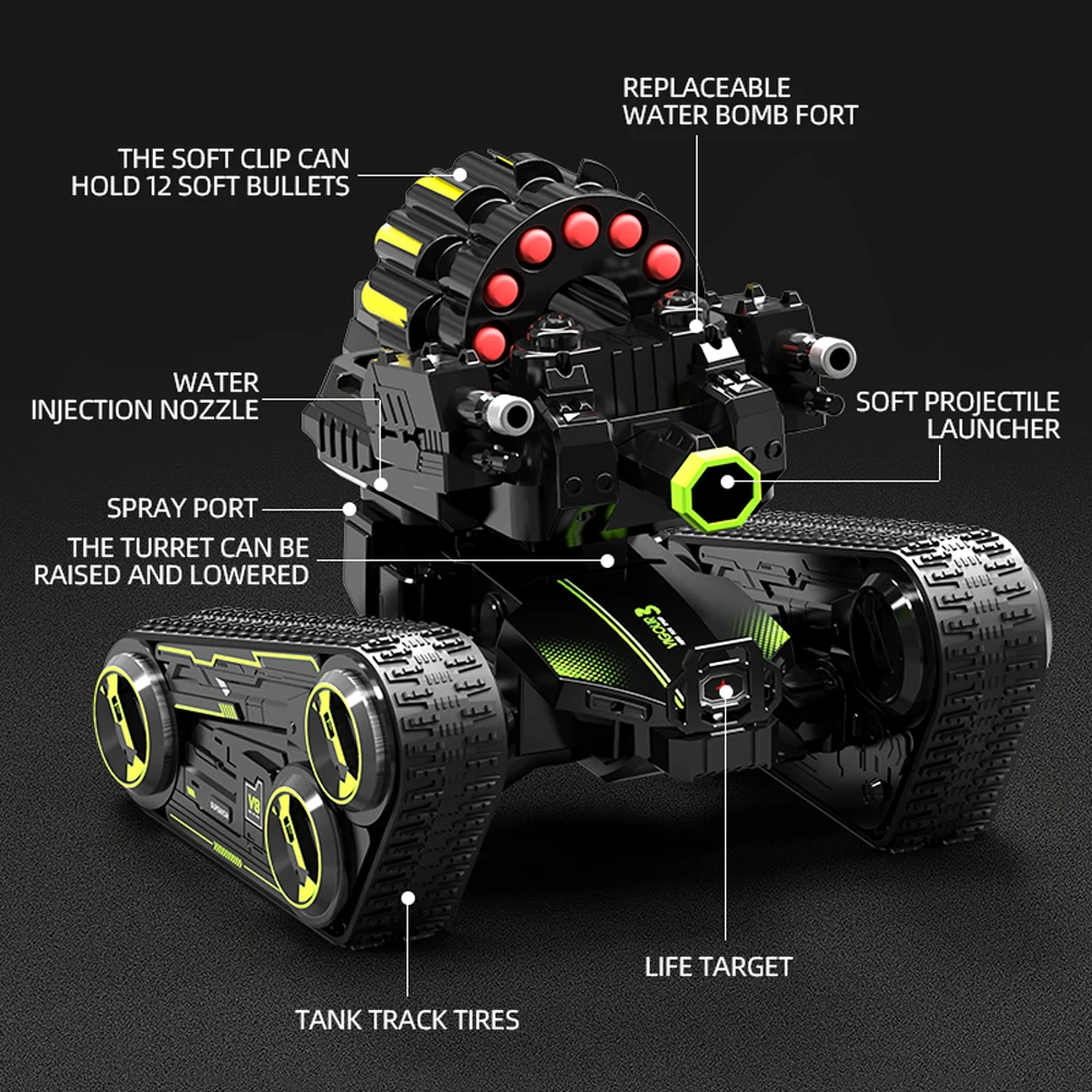 JJRC Q111 распылитель Радиоуправляемый Танк масштаб 1:12 2 4 ГГц вездеход гусеничный