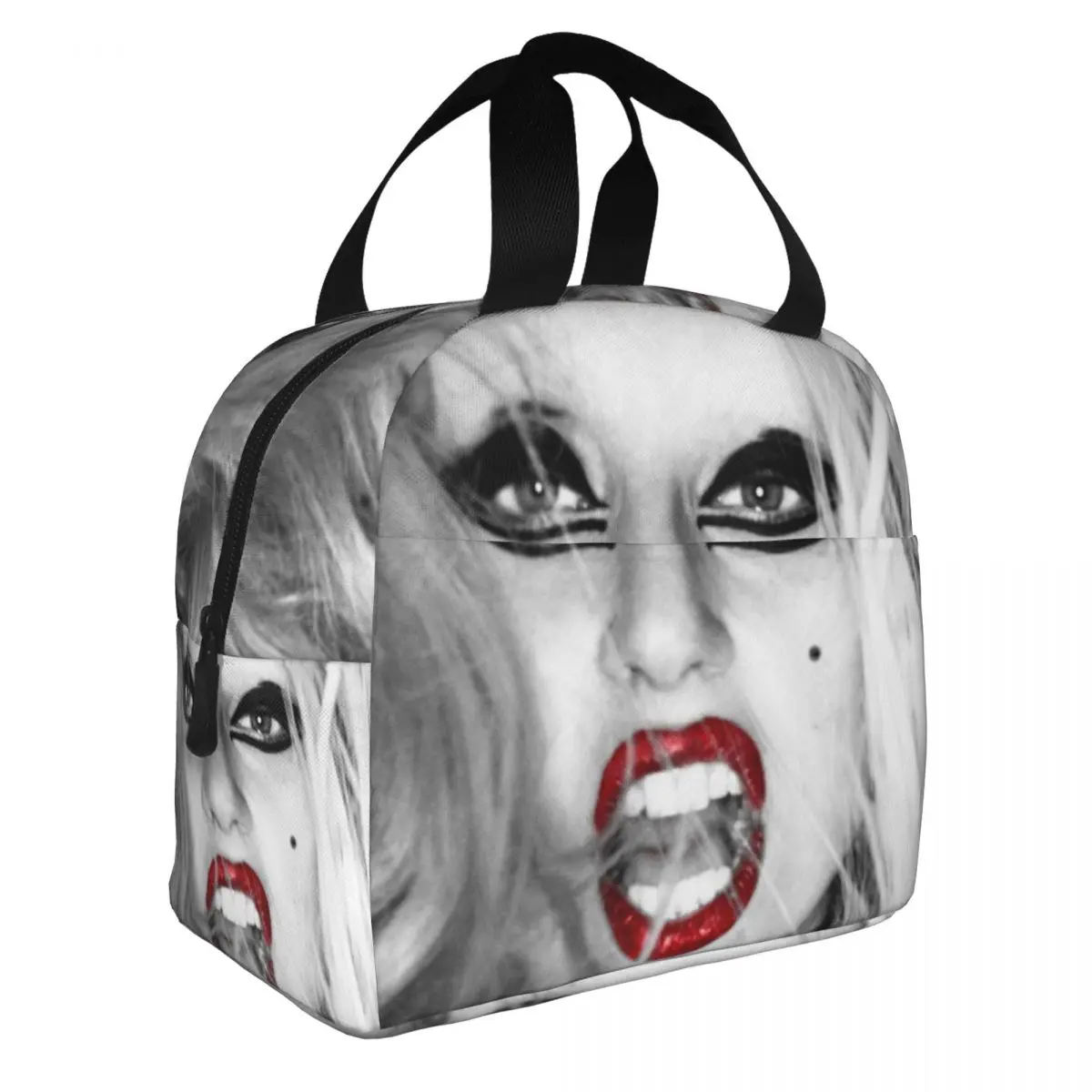 Lady Gaga Lunch Bento Bags Portable Aluminum Foil thickened Thermal Cloth Lunch Bag for Women Men Boy