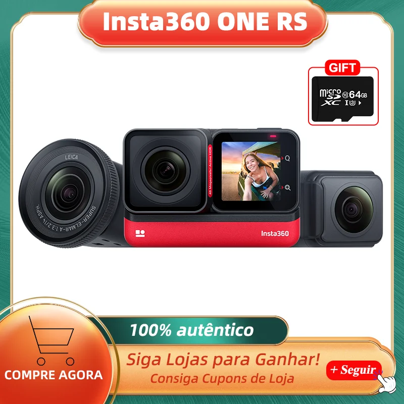 Спортивная Экшн-камера Insta360 ONE RS-Водонепроницаемая видеокамера 4K 60fps Cam & 5 7 K 360 со