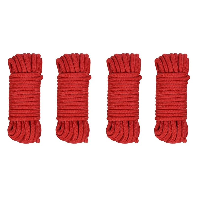 

Новый-4 шт. красный Хлопковый Канат, 8 мм многоцелевой прочный мягкий шнур для кемпинга, садоводства, лодки, ремесло, 10 м/33 фута