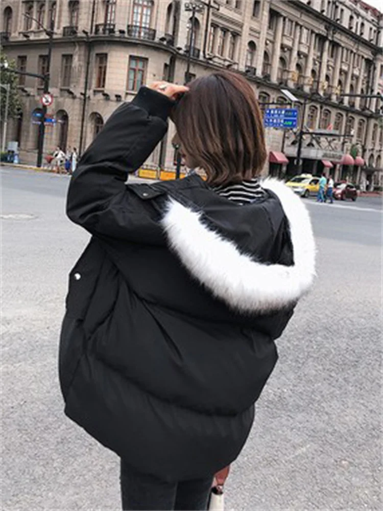 2022 Winter New Thickened Zipper Padded Jacket Women Korean Version Down Cotton Jacket Female Casual Hooded Bread Clothing