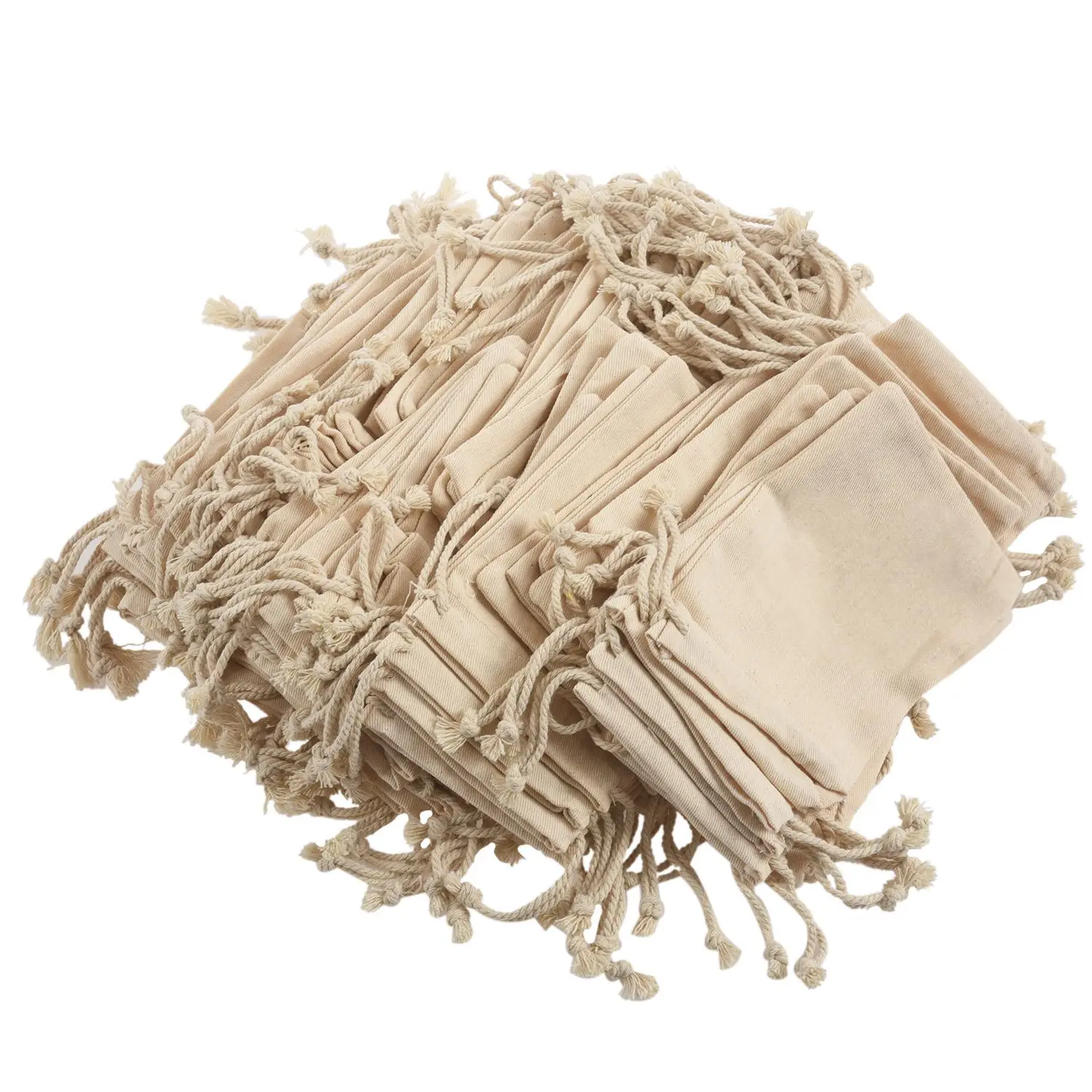 

100 pcs small 100% cotton drawstring bags 10x15 cm