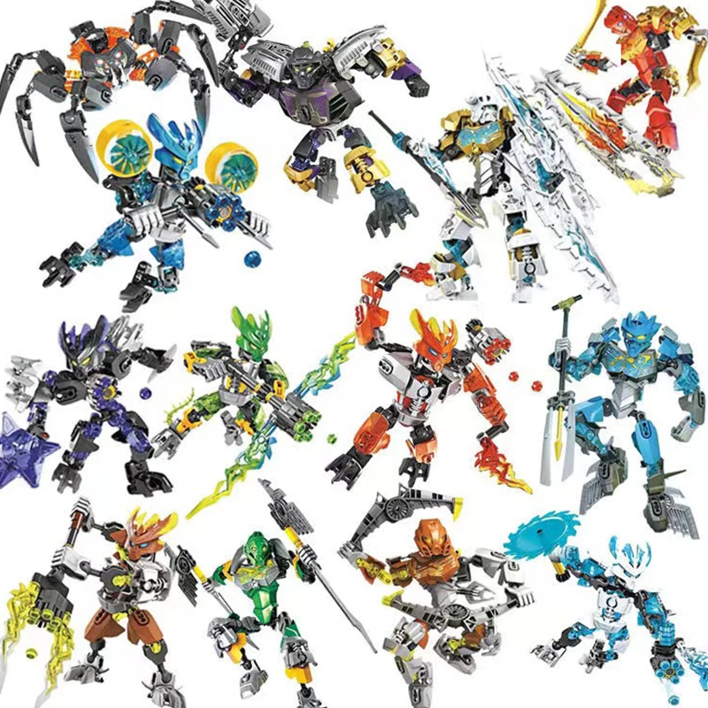 Фото Новые конструкторы Bionicle Ice Master Golden Mask 2-в-1: Воины, фигурки, роботы-мехи, игрушки для мальчиков, подарки №2