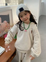 honeycherry autumn new girls cartoon sweater hooded casual two piece set girl clothes