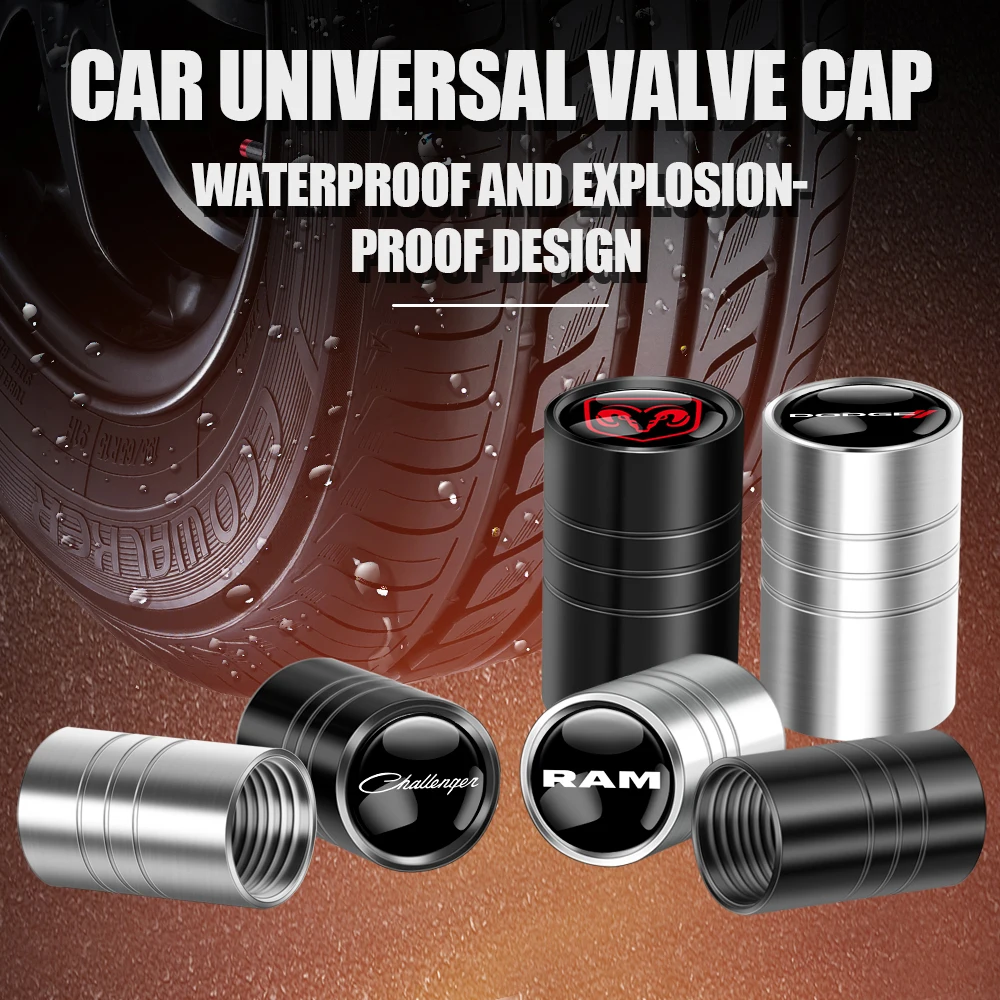 

4pcs Metal Car Styling Wheel Tire Valve Stem Caps Cover Auto Decoration For Dodge journey Challenger Avenger SXT Caliber Nitro