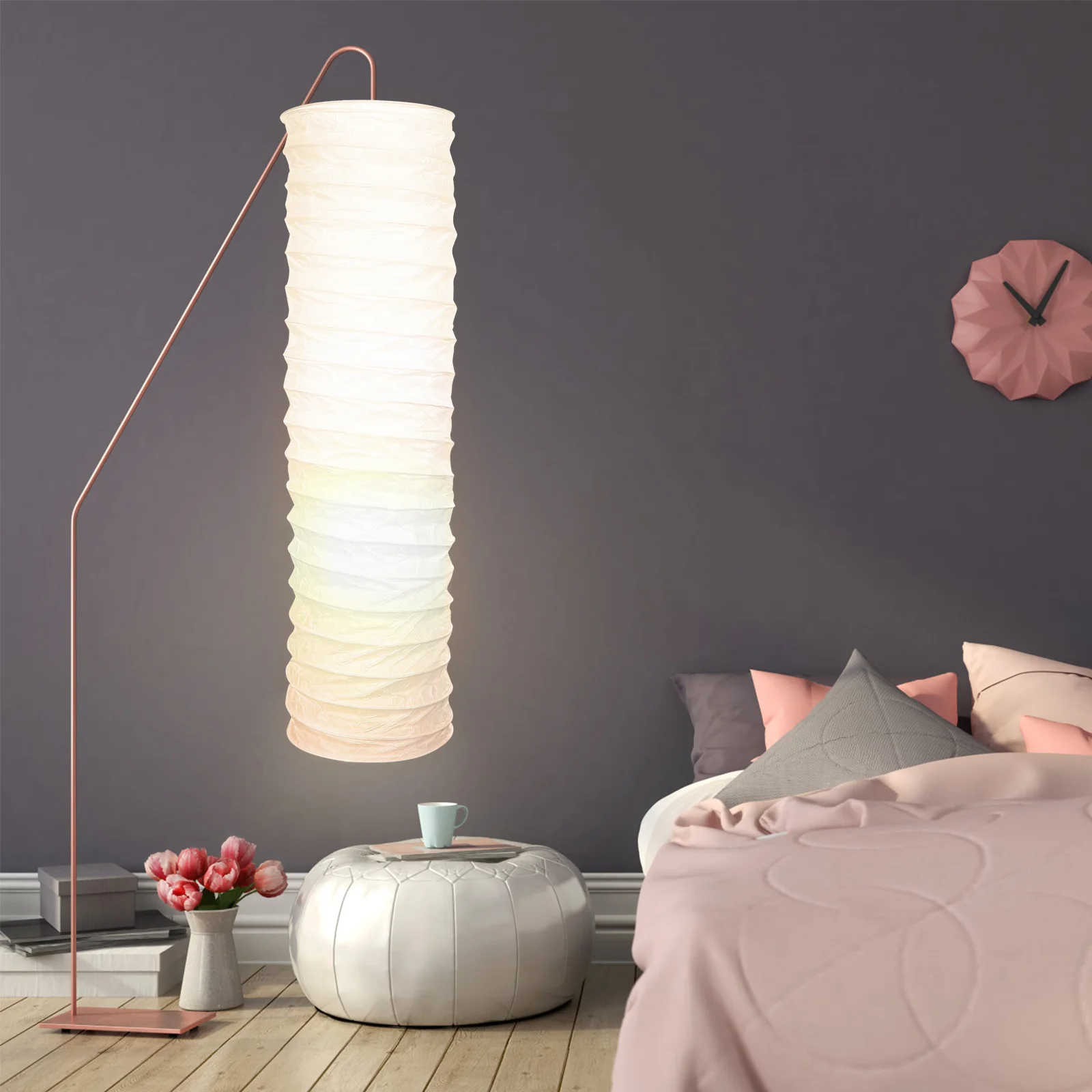 

1pc Paper Floor Lamp Shade Standing Lampshade Home Hotel Lampshade Living Room Bedroom Light Accessory