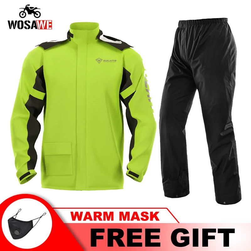 

Streets Motorcycle Raincoat Suit Waterproof Riding Raincoat+Rain Pants Lightweight Foldable Hoodies Jacket Motorcycle Suits