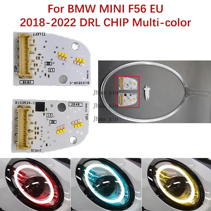 Фото Автомобильная фара Angel Eye DRL CHIP для BMW MINI F56 2018-2022, европейская версия, чип балластного модуля, лимонно-желтый, ледяной, синий, красный свет №1