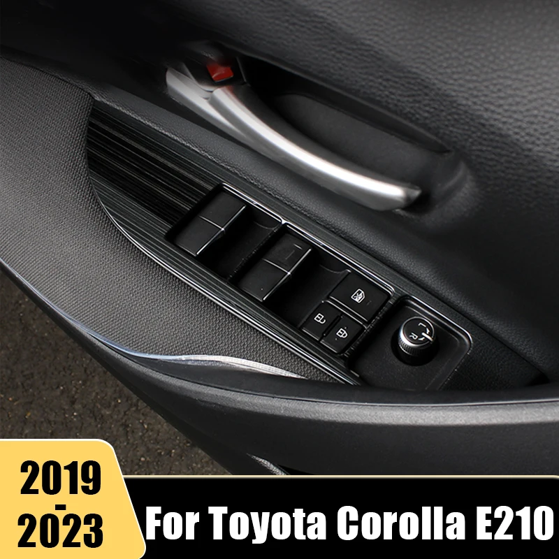 

Stainless Window Glasses Lift Button Cover For Toyota Corolla E210 2019-2021 2022 2023 Hybrid Car Switch Frame Trim Stickers