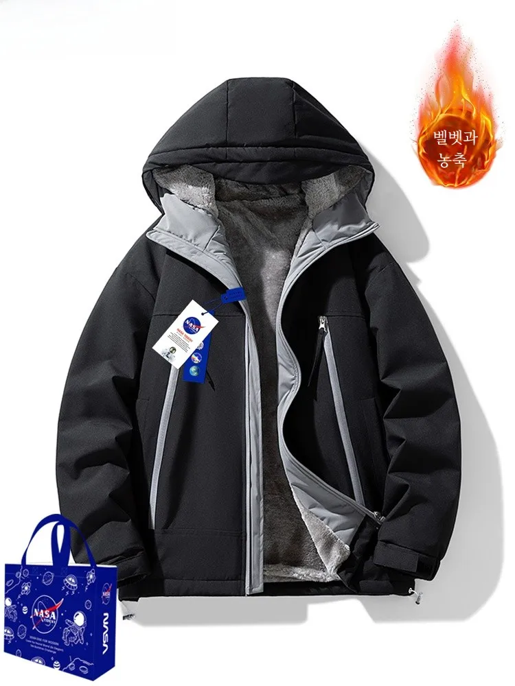  Winter New Cotton-Padded Coat Men's Fashion Brand Cargo Plus size Couple Winter clothes Outdoor Jacket Fleece-lined