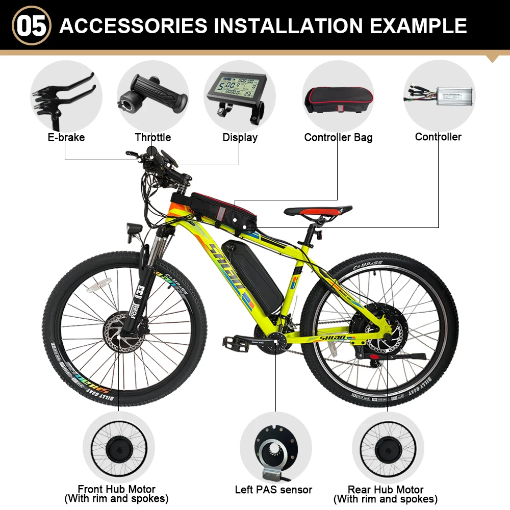 Комплект для переоборудования электровелосипеда 500 Вт 36/48 В