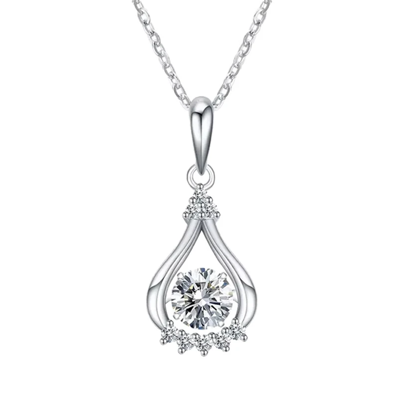 

Ожерелье из серебра 925 пробы с муассанитом, позолоченная цепочка 18 карат до ключиц, ожерелье с кулоном, ювелирные изделия