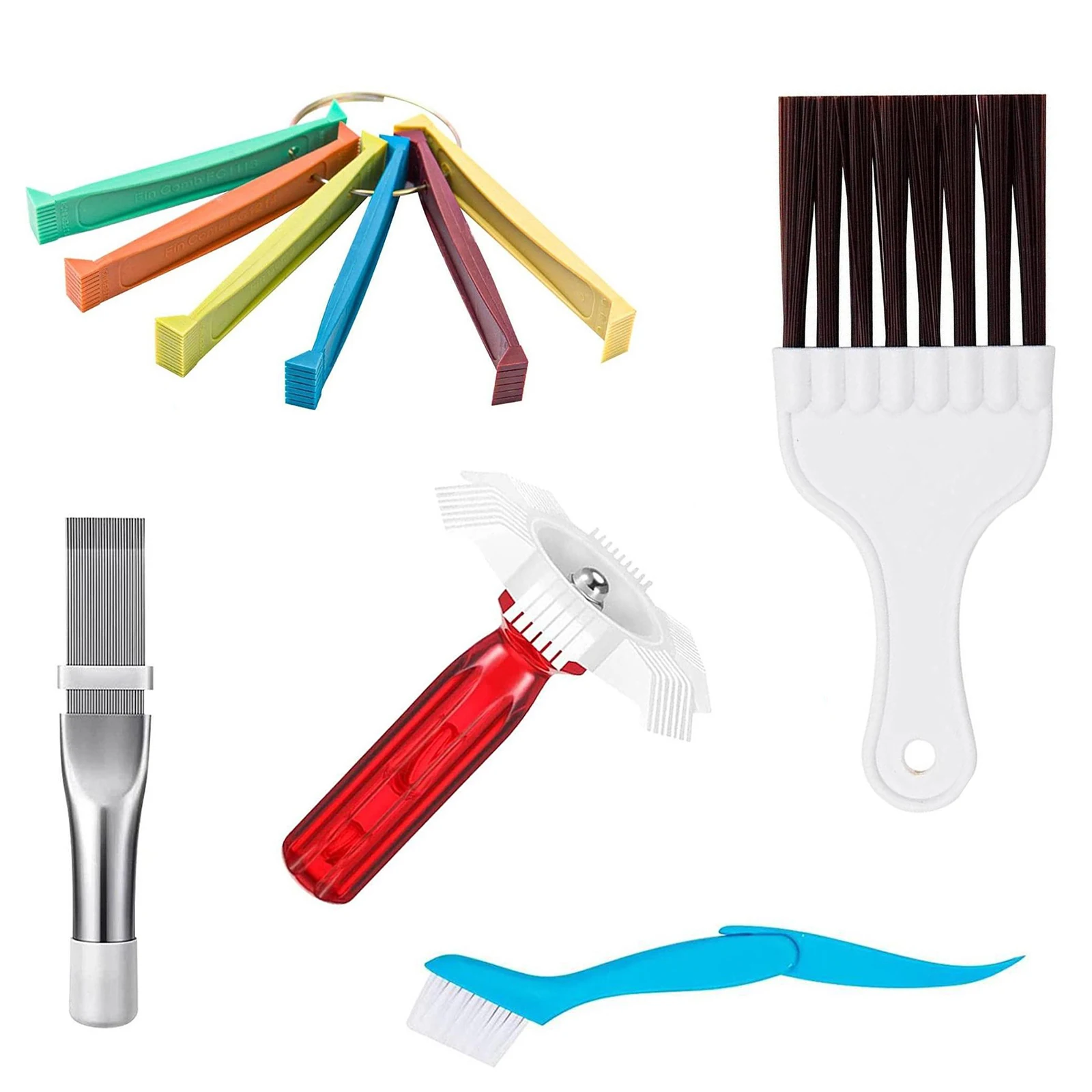 

5pcs Air Conditioner Fin Cleaner Set White Fin Comb Brush Coil Brush Universal Folding Brush Household Cleaning Tool Repair Tool