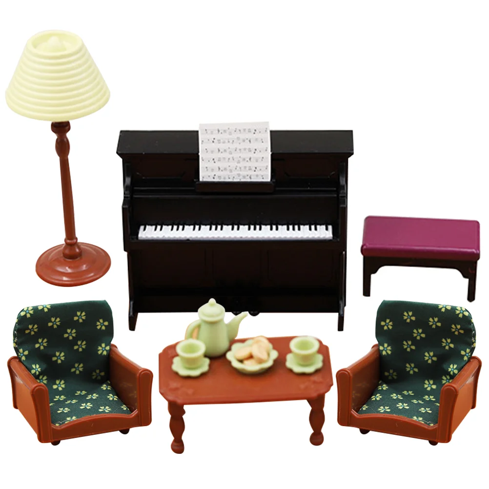 

Miniaturefurniture Musical Instrument Teatable Decoration Mini Chairs Table Houseornaments Accessories Sofa Piano Scale 12