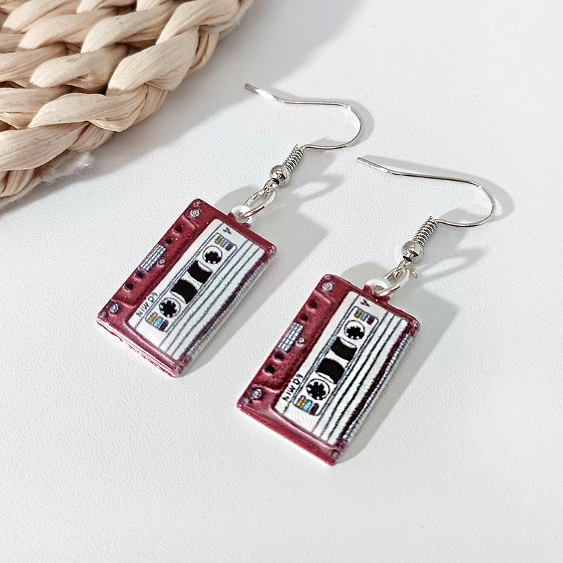 

Металлические музыкальные серьги для женщин, эмалированные розовые серьги с магнитной лентой и записью, красочные серьги, модные ювелирные изделия, подарки