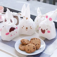 100pcs rabbit ear bags baking biscuits cookies candy bag self supporting cute gift packaging bags for event party decoration