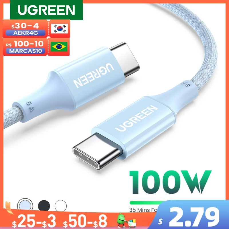 UGREEN 60W 100W USB C To Type C Cable PD Fast Charging Charg