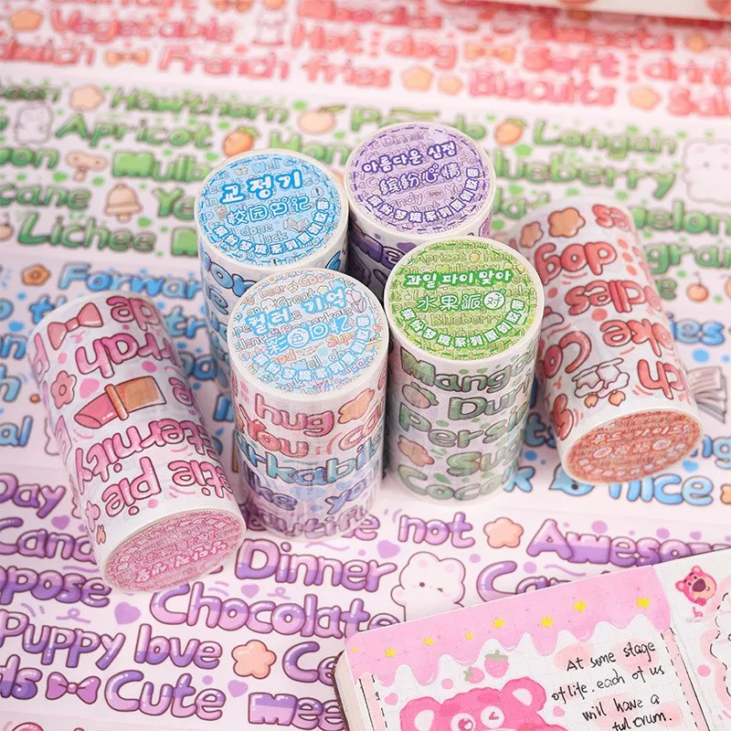 

Kawaii красочные наклейки серии английских персонажей, лента для скрапбукинга, журнала, сцены, рамка, украшение, милая наклейка, школьные принадлежности