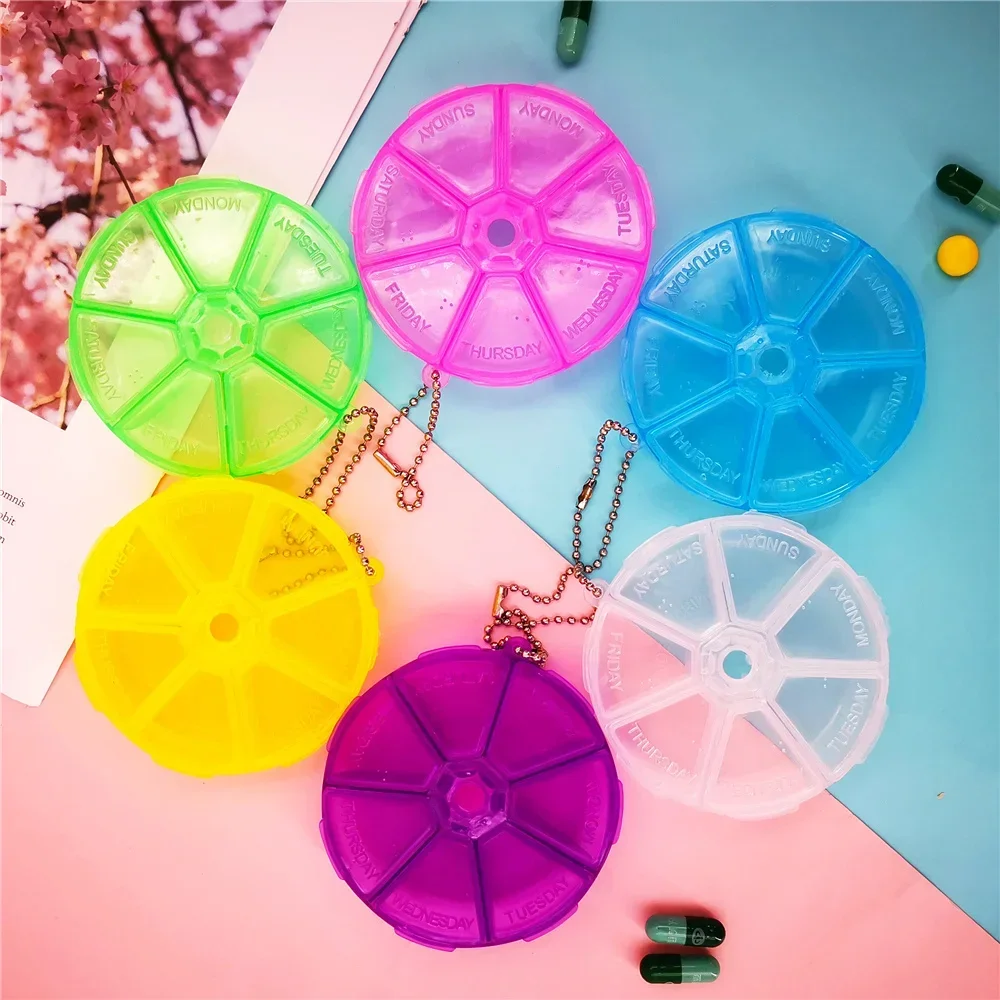 Мини-круглая коробка для таблеток 7-дневная еженедельная медицинская аптечка