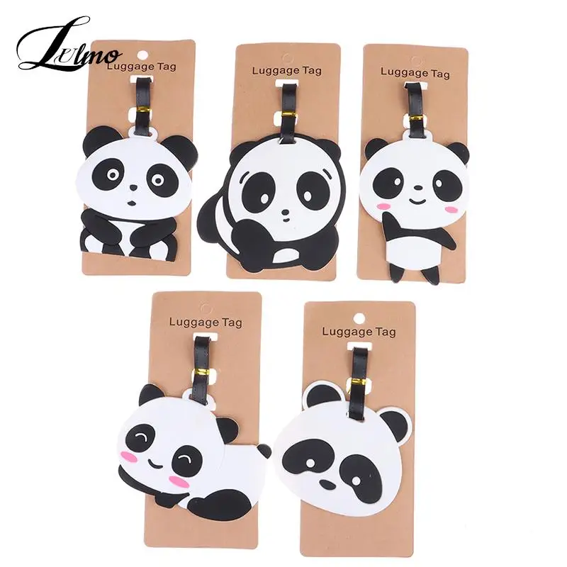 

Creative Panda Luggage Tags Cartoon Silica Gel Suitcase ID Name Addres Holder Portable Baggage Boarding Tags Travel Accessories
