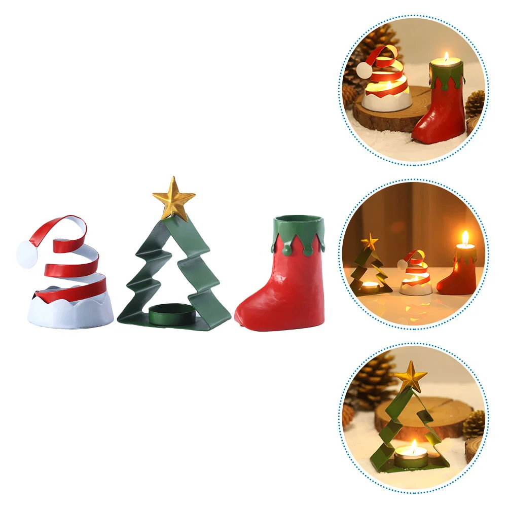 

1 Set of Xmas Stand Decors Xmas Hat Design Base Dinner Table Ornament