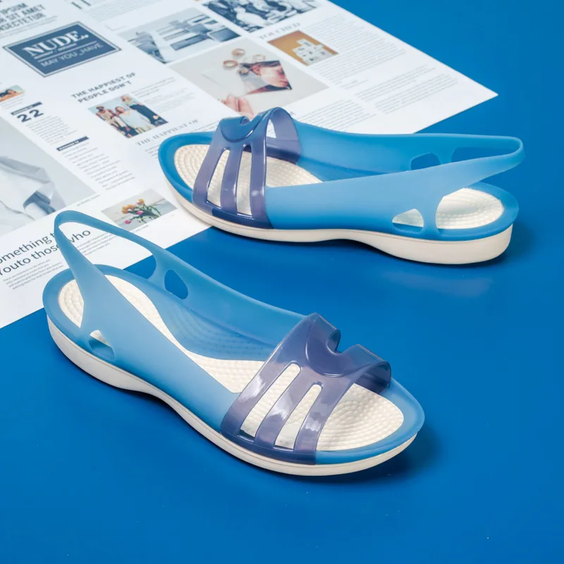 Женские туфли Jelly Crystal на мягкой подошве сандалии танкетке Пляжная повседневная