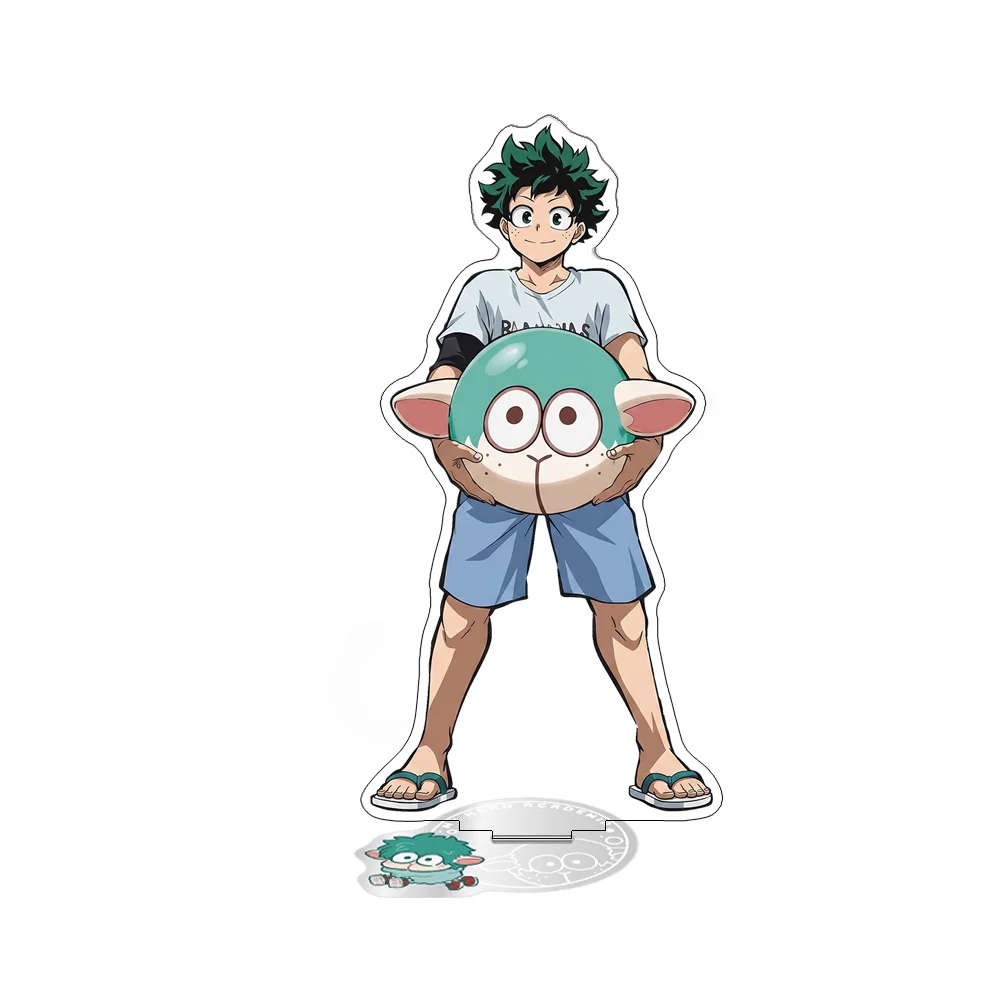 Фото Новинка 2026: Акриловая подставка-брелок My Hero Academia (версия «Пляжный мяч») 15 см, двусторонняя, с Даби и Деку, для декора стола, подарок №2