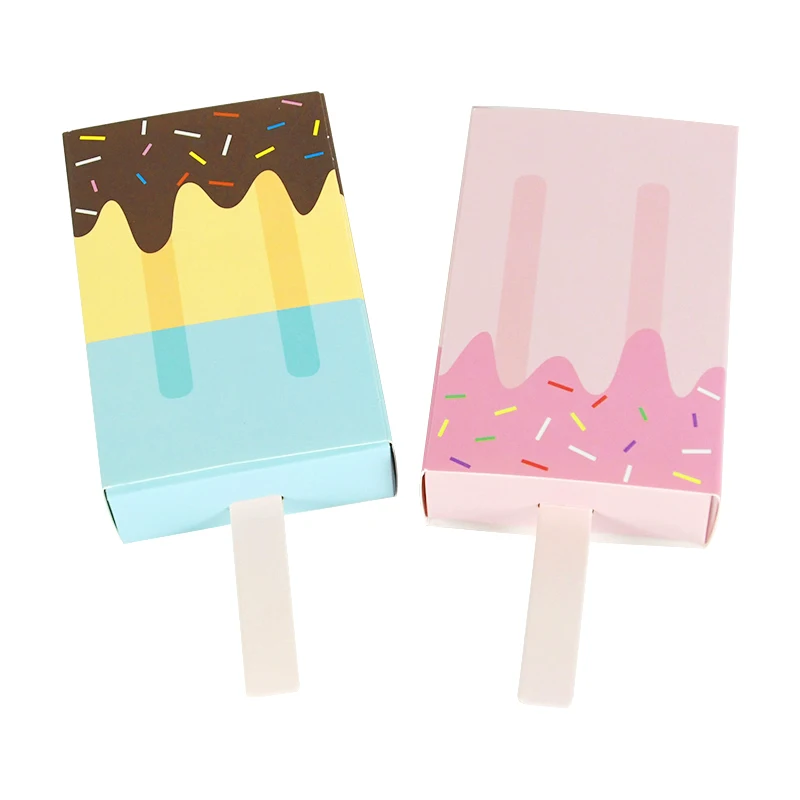 

10pcs Ice Cream Candy Gift Box Pink Blue Cookie Snack Packaging Box Kids Birthday Party Decoration Baby Shower Wedding Supplies