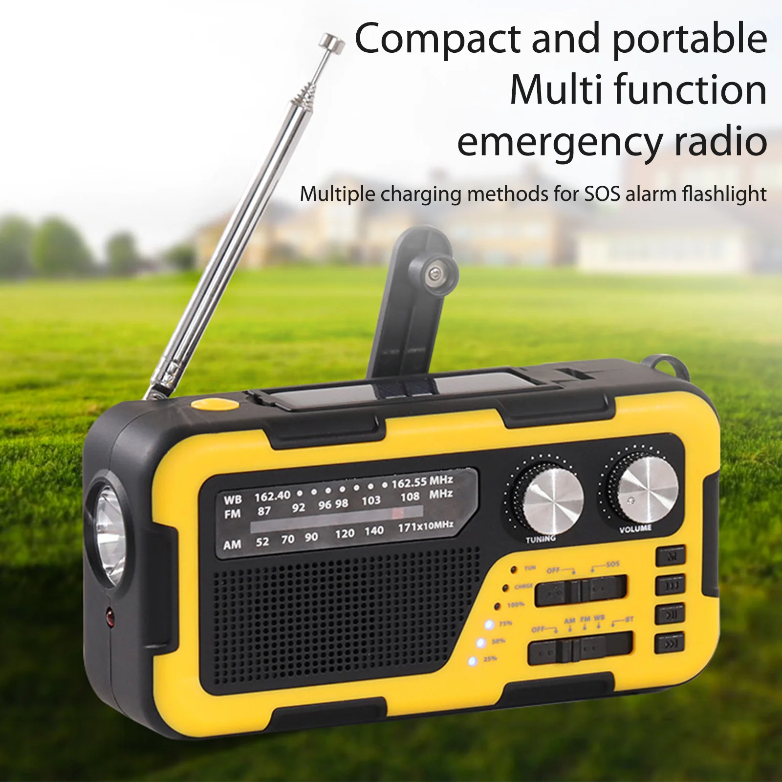 

USB AM/FM-Радиоприемники, 4 способа зарядки, на солнечной батарее, аварийный Заводной радиоприемник, SOS-сигнал, 4000 мА/ч светодиодный светодиодная...