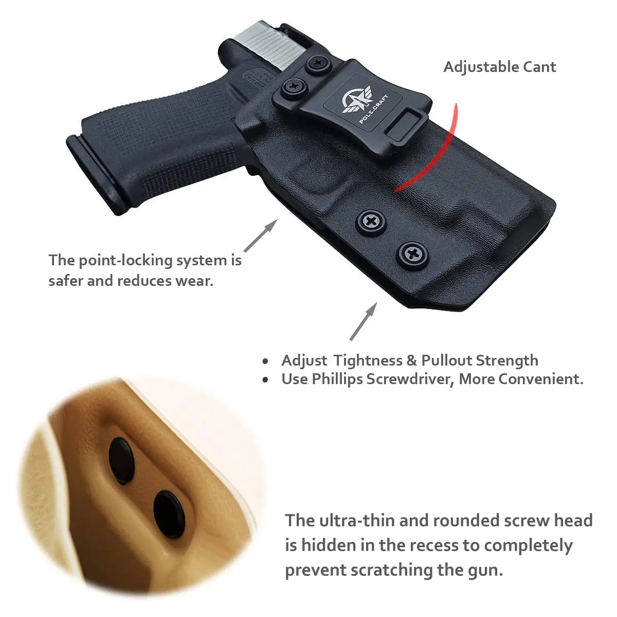 Glock 48 Holster IWB Kydex Custom Fits: Pistol - Inside Waistband Concealed Carry Cover Mag-Button |