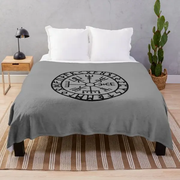 

3D Soft Throw Blanket Lightweight Flannel Blanket King Queen Size for Sofa Couch The Vikings Ancient Scandinavian Norse Runes