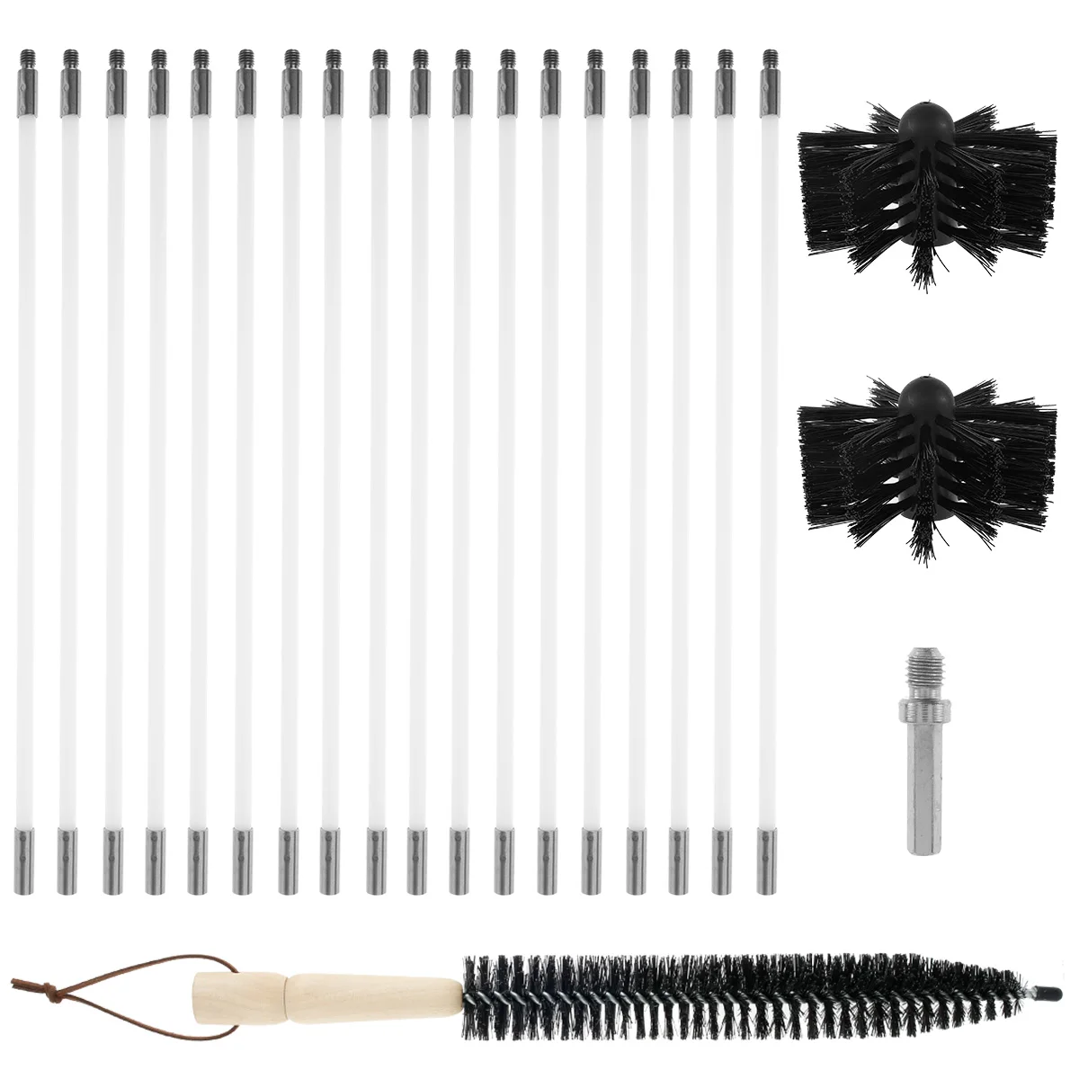 

22PCS Chimney Sweep Kit 24.2FT Length Chimney Cleaning Brush Duct Vent Cleaning Set with 18 Nylon Rods 2 Brush Heads 1 Drill