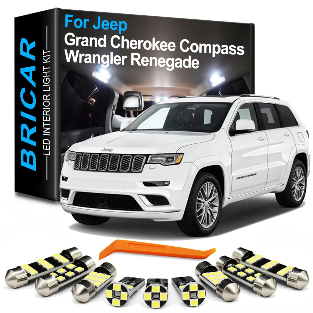 

Bricar Interior LED Light Kit For Jeep Grand Cherokee ZJ WJ WK WK2 Compass Wrangler YJ TJ JK Renegade Liberty Commander Patriot