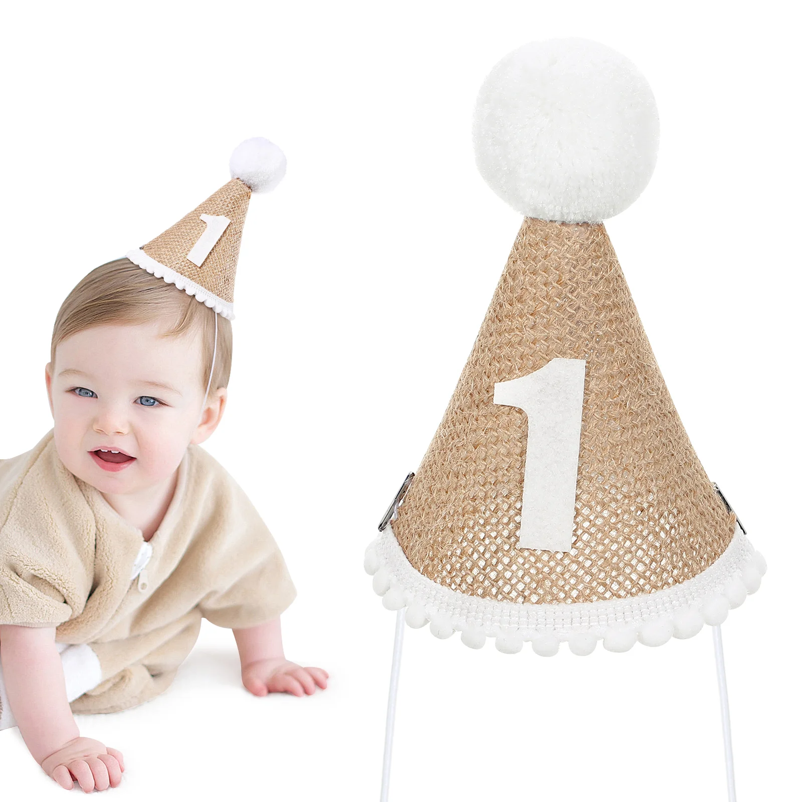 

Birthday Hat First 1St Baby Party Hats Girl Cap Kids Decorations Accessories Headwear Boy Babys Old Year Mini White Yellow